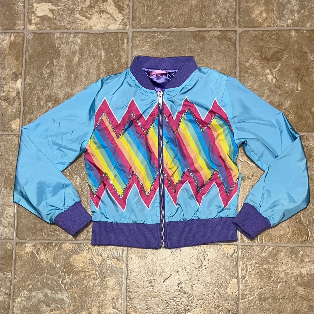 Jojo’s Closet Vibrant Kids Jacket with Rainbow Pattern